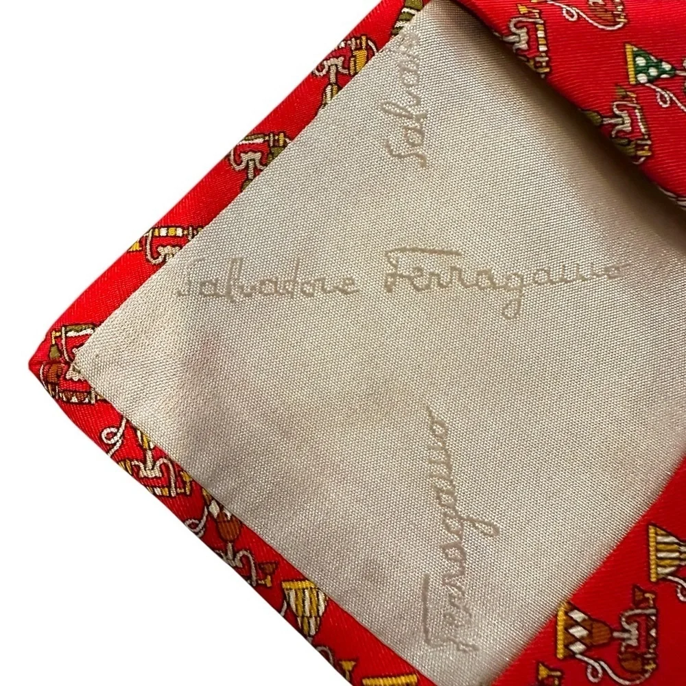 Salvatore Ferragamo Antique Telephone Print 100%‎ Silk Men’s Tie EUC